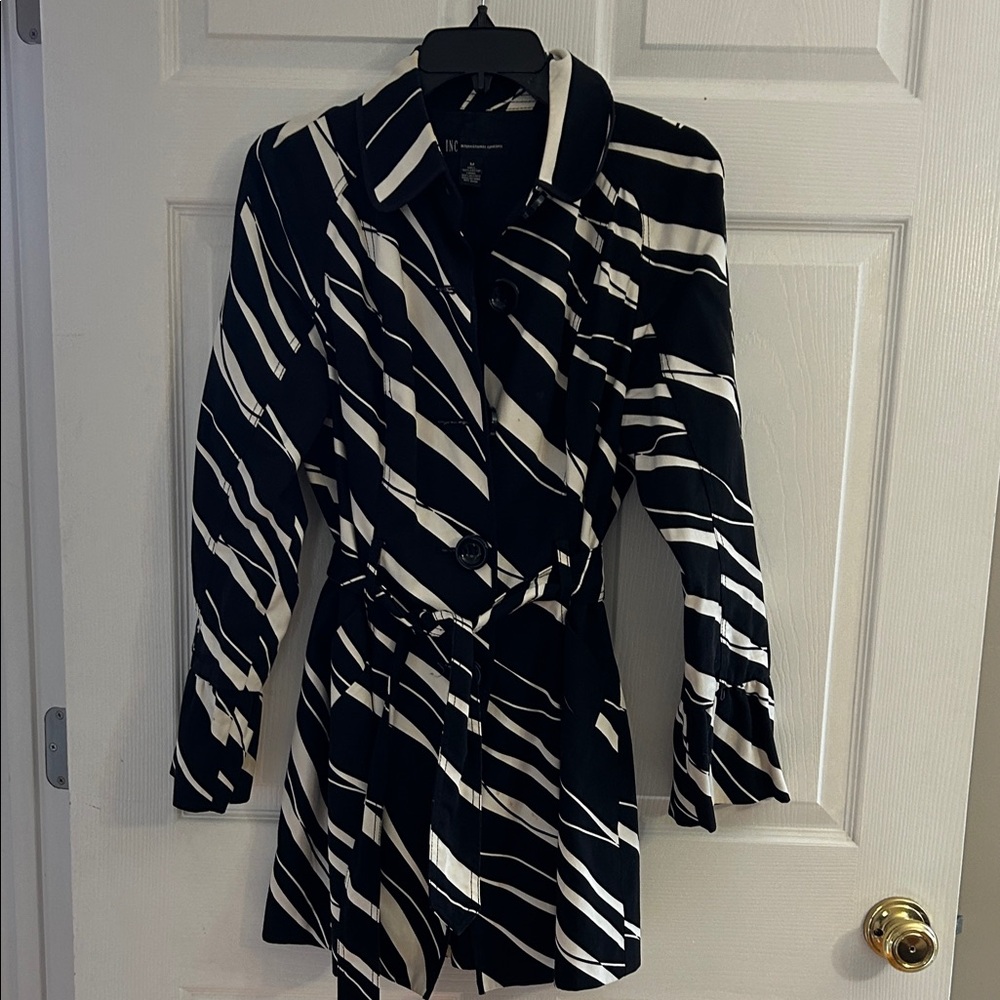 Chic Striped Belted Coat